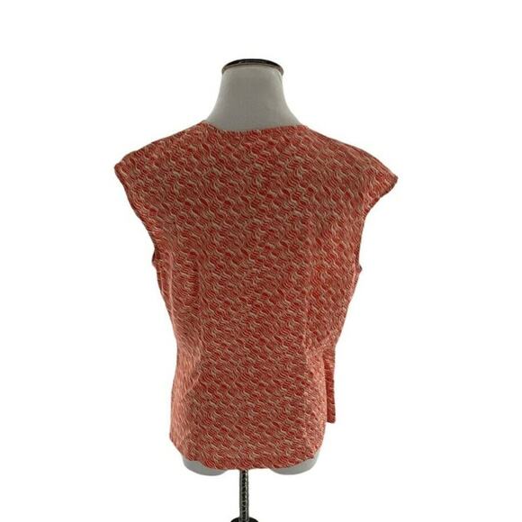 A Line Top Women's Size 12 Multicolor Faux Wrap V Neck Cap Sleeves Casual Blouse - Picture 5 of 6